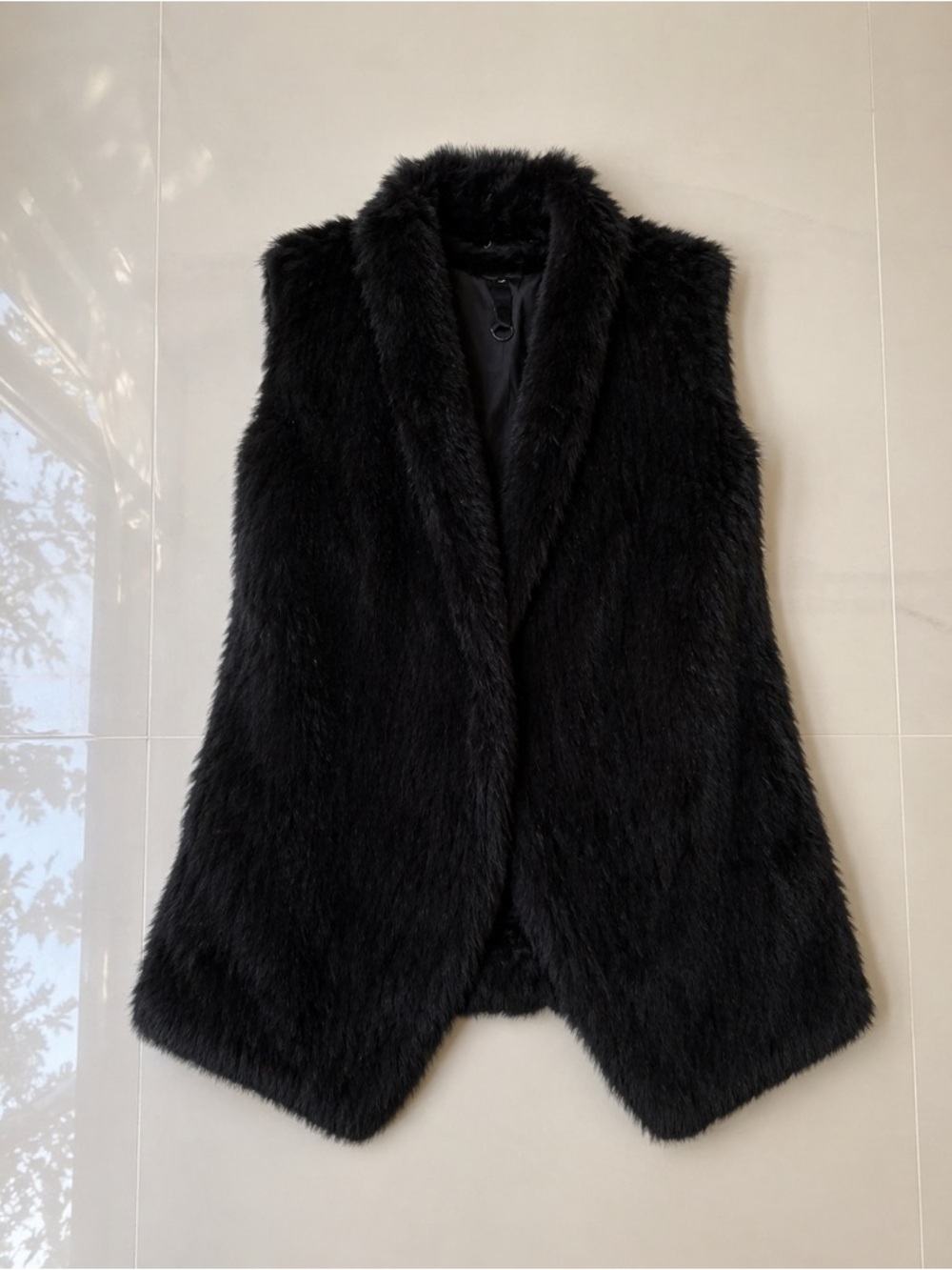 Black Faux Fur Vest - Women's Sleeveless Coat
